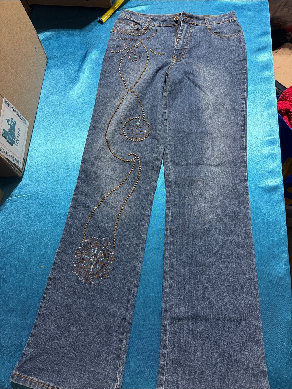 Milano Blue Embellished Flare Jeans
